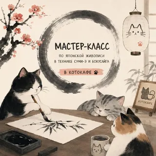 Прошедшее событие: Мастер-класс по японской живописи в технике суми-э и бокусайга в августе!